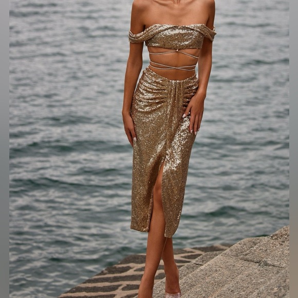 Gold Sequin Two-Piece Set - Picture 1 of 11